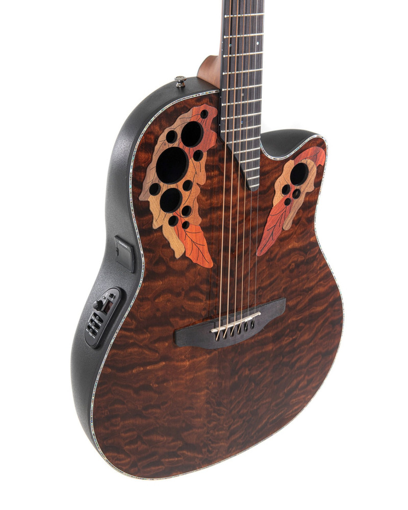 Ovation E – akustická kytara Celebrity Elite Plus Mid Cutaway Dark Tiger Eye