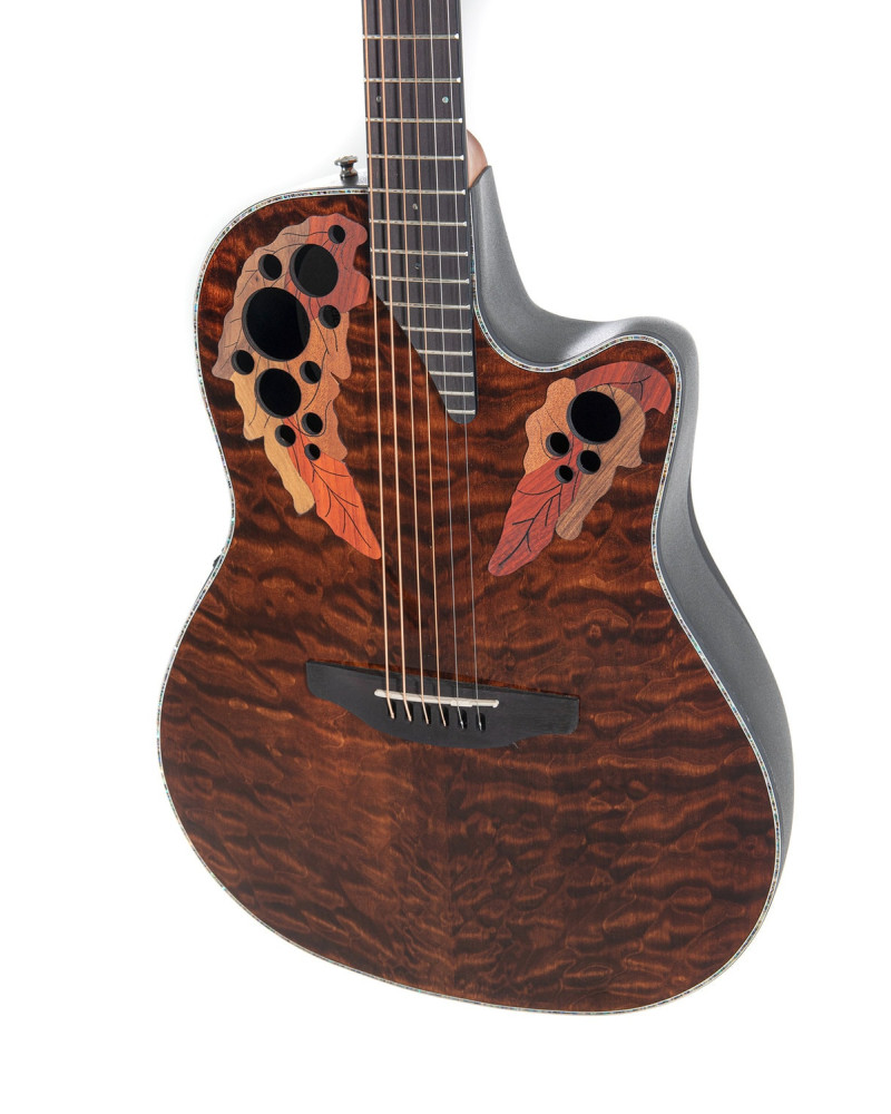 Ovation E – akustická kytara Celebrity Elite Plus Mid Cutaway Dark Tiger Eye