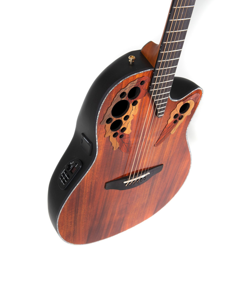 Ovation E – akustická kytara Celebrity Elite Plus Mid Cutaway Figured Koa