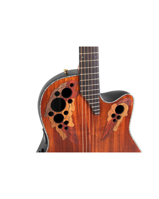 Ovation E – akustická kytara Celebrity Elite Plus Mid Cutaway Figured Koa