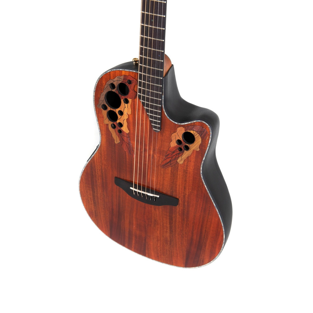 Ovation E – akustická kytara Celebrity Elite Plus Mid Cutaway Figured Koa