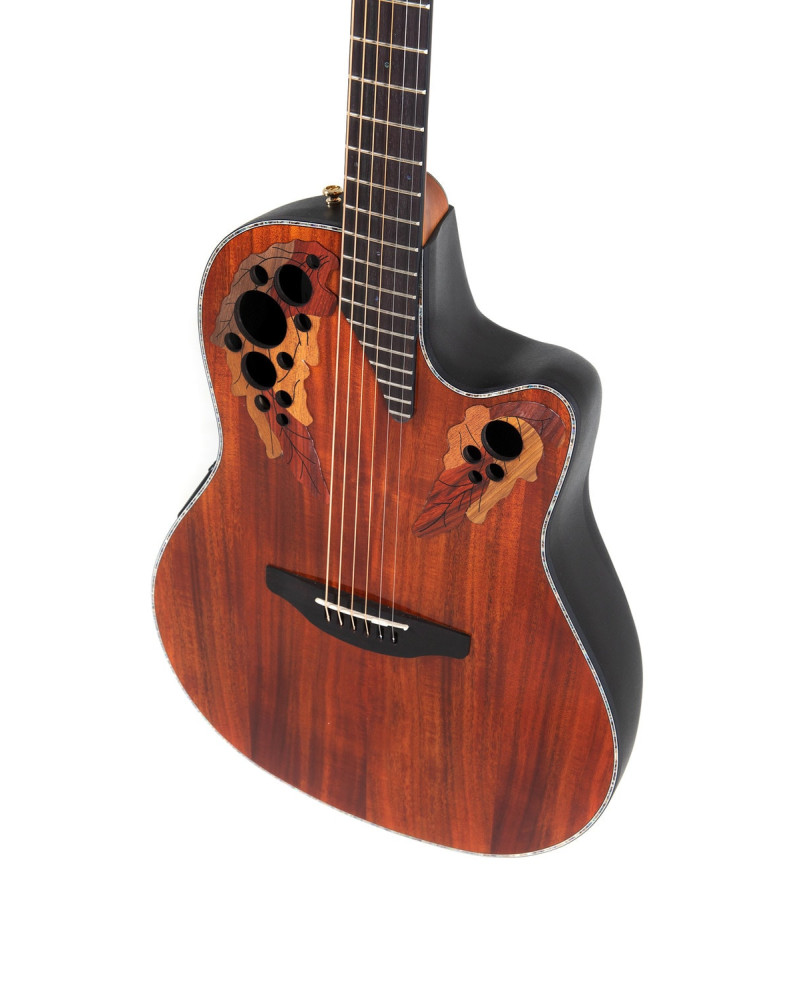 Ovation E – akustická kytara Celebrity Elite Plus Mid Cutaway Figured Koa