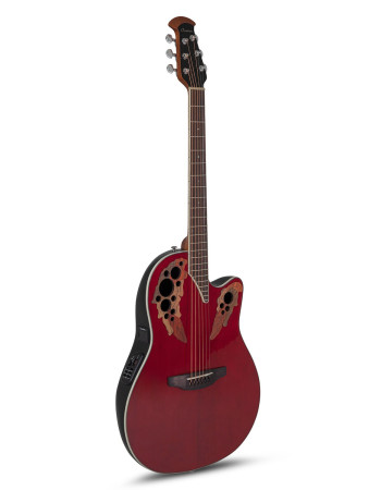 Ovation E – akustická kytara Celebrity Elite Super Shallow Cutaway Ruby Red