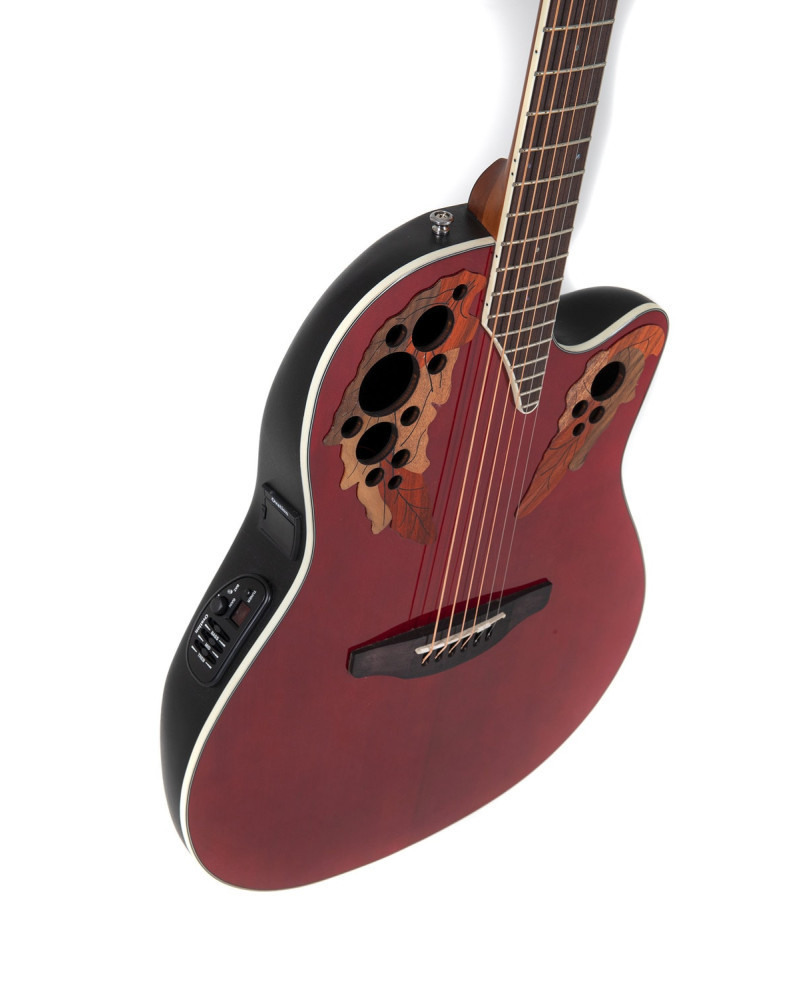 Ovation E – akustická kytara Celebrity Elite Super Shallow Cutaway Ruby Red