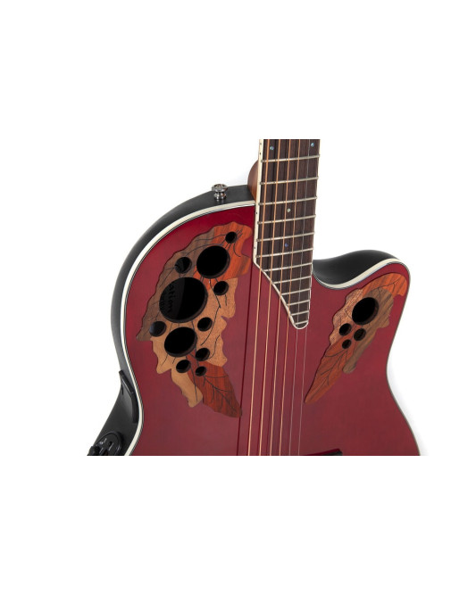 Ovation E – akustická kytara Celebrity Elite Super Shallow Cutaway Ruby Red