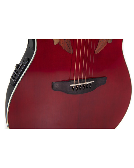 Ovation E – akustická kytara Celebrity Elite Super Shallow Cutaway Ruby Red