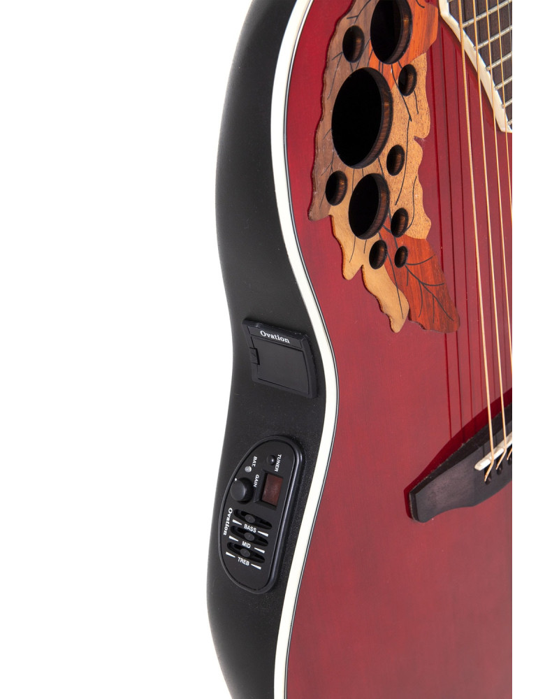 Ovation E – akustická kytara Celebrity Elite Super Shallow Cutaway Ruby Red