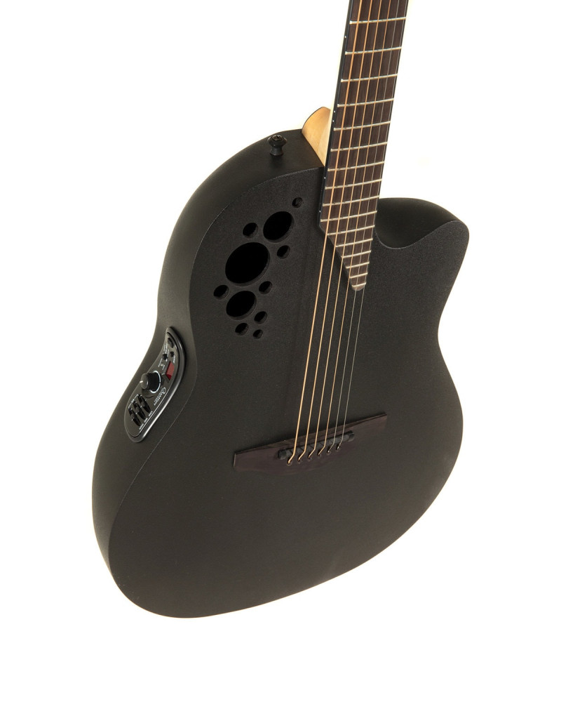 Ovation E – akustická kytara Elite TX Mid Cutaway Black Textured