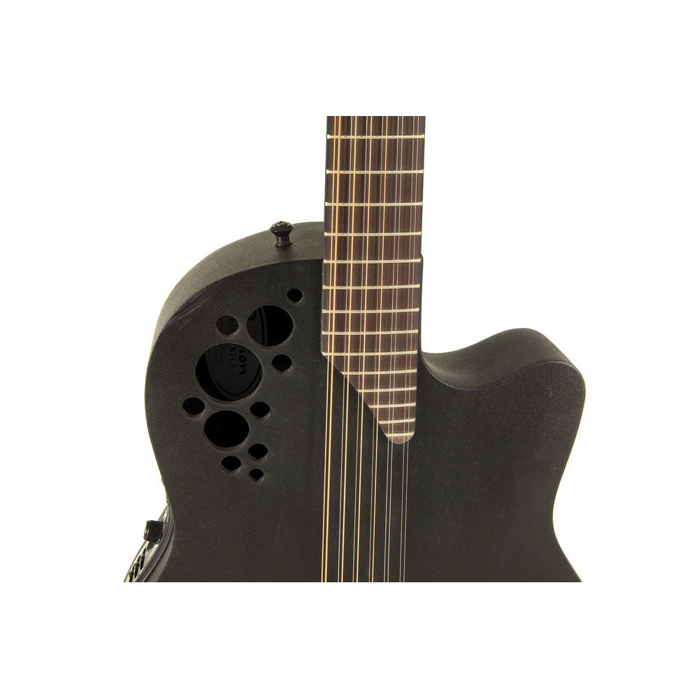 Ovation E – akustická kytara Elite TX Deep Contour Cutaway 12-string Black Textured