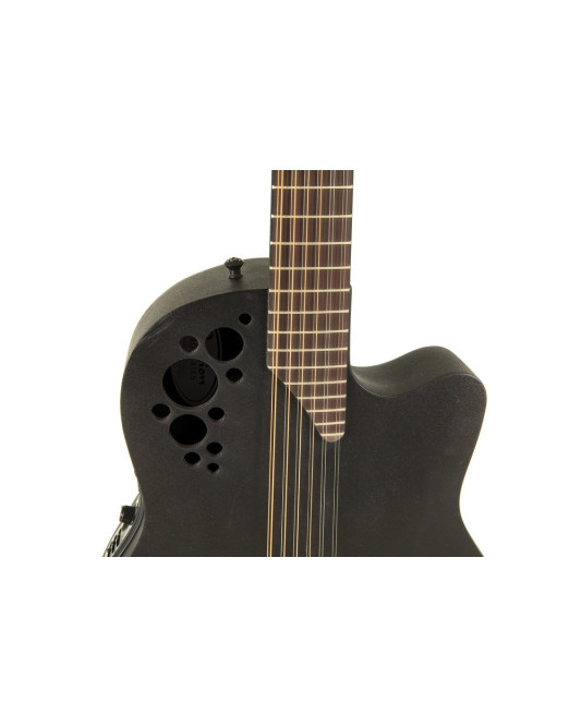 Ovation E – akustická kytara Elite TX Deep Contour Cutaway 12-string Black Textured