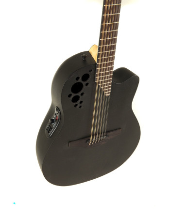 Ovation E – akustická kytara Elite TX Deep Contour Cutaway 12-string Black Textured