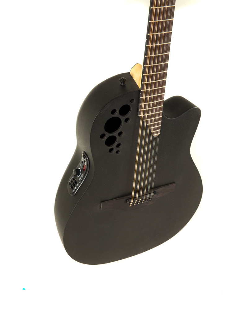 Ovation E – akustická kytara Elite TX Deep Contour Cutaway 12-string Black Textured