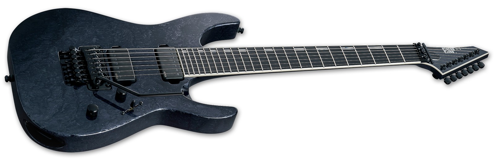 ESP Original M-II CTM 7 FR Liquid Metal Black Lava angled