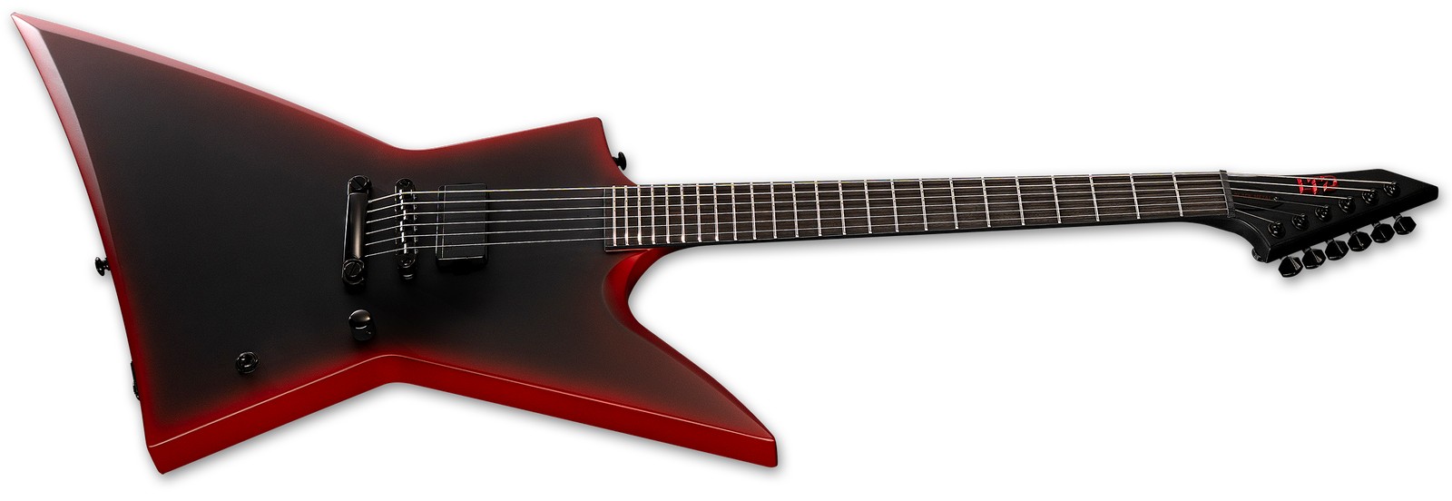 LTD EXL Black Metal II Black Red Burst Satin angled