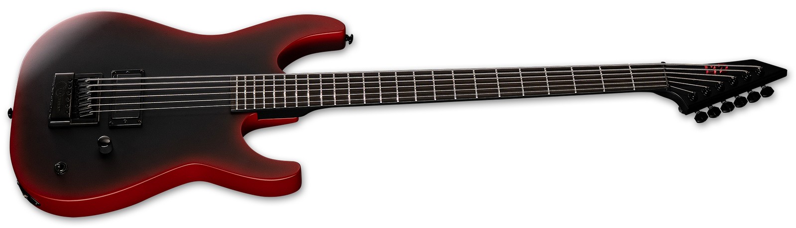 LTD M-6 EverTune 30 Black Metal II Black Red Burst Satin angled